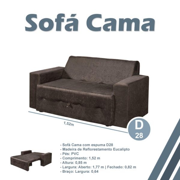 Sofá Cama Suede Amassado Marrom Sofá Mix - 2