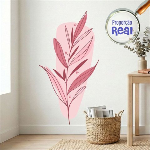Adesivo Floral Boho Rosa Estilo Nórdico 63x120 Minimalista Mod.03