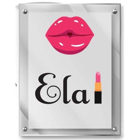 Placa em acrílico decorativa Ele e Ela 35x45cm