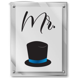 Placa em acrílico decorativa Mr. e Mra. 35x45cm