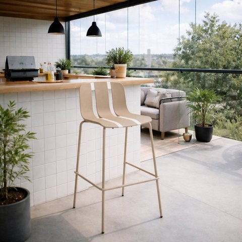 Banqueta para Jardim em Polipropileno Linea Bege/Fendi