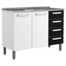 Balcão Gabinete Evidence Aço com Pia Inox 120cm 2 Portas 7026 Branco/Preto - Bertolini - 3