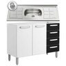 Balcão Gabinete Evidence Aço com Pia Inox 120cm 2 Portas 7026 Branco/Preto - Bertolini - 1