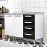 Balcão Gabinete Evidence Aço com Pia Inox 120cm 2 Portas 7026 Branco/Preto - Bertolini - 2