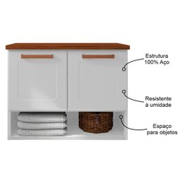 Balcão Gabinete para Banheiro 70cm 2 Portas Natura 8005 Branco - Bertolini - 3