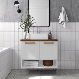 Balcão Gabinete para Banheiro 70cm 2 Portas Natura 8005 Branco - Bertolini - 2
