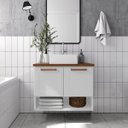 Ver imagem 2 de Balcão Gabinete para Banheiro 70cm 2 Portas Natura 8005 Branco - Bertolini