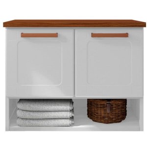Balcão Gabinete para Banheiro 70cm 2 Portas Natura 8005 Branco - Bertolini