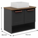 Ver imagem 3 de Balcão Gabinete para Banheiro 70cm 2 Portas Natura 8005 Grafite - Bertolini
