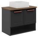 Ver imagem 1 de Balcão Gabinete para Banheiro 70cm 2 Portas Natura 8005 Grafite - Bertolini