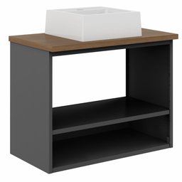 Balcão Gabinete para Banheiro 70cm 2 Portas Natura 8005 Grafite - Bertolini - 2