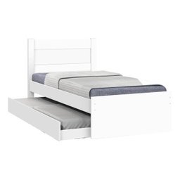 Cama Solteiro com Auxiliar Prisma Branco - Jea Móveis - 2