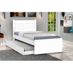 Cama Solteiro com Auxiliar Prisma Branco - Jea Móveis - 1