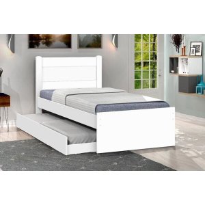 Cama Solteiro com Auxiliar Prisma Branco - Jea Móveis
