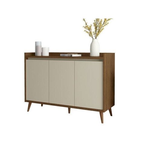 Buffet Aparador Retrô Delux 3 Portas Malbec com Off-white