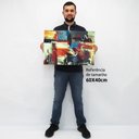 Ver imagem 2 de Quadro Decorativo em Canvas Abstrato Viva La Vida TaColado Moldura Flutuante 4,5cm Madeira 60 x 40cm