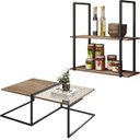 Ver imagem 1 de Mesa de Centro Espelhada com Prateleira Multiuso Industrial D01 Design Demolição - Lyam Decor