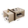 Mesa de Centro com Vidro Mobiliário para Sala com Rodízios:off White-havana - 5