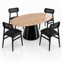 Ver imagem 3 de Mesa de Jantar Cone Oval 137x90 cm Tampo Mármore Travertino Base Laca Preta