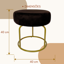 Ver imagem 3 de Puff Decor Veludo Preto Dourado Redondo Puff Sala Quarto Penteadeira