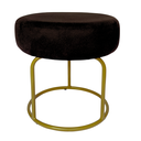 Ver imagem 1 de Puff Decor Veludo Preto Dourado Redondo Puff Sala Quarto Penteadeira