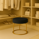 Ver mais imagens de Puff Decor Veludo Preto Dourado Redondo Puff Sala Quarto Penteadeira