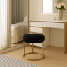 Puff Decor Veludo Preto Dourado Redondo Puff Sala Quarto Penteadeira - 7