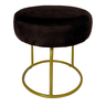 Puff Decor Veludo Preto Dourado Redondo Puff Sala Quarto Penteadeira - 4