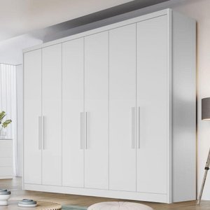 Guarda Roupa Casal Ambiente New Messina 6 Portas 4 Gavetas Neve – Novo Horizonte
