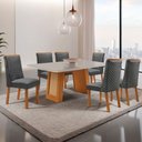 Ver imagem 1 de Mesa de Jantar Carolina 180cm Tampo MDF Vidro com 6 Cadeiras Yasmin
