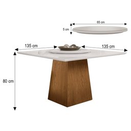 Mesa de Jantar Jasmin 135x35 com Tampo Giratório e 6 Cadeiras Amanda Ipê/Off White/Bege - PR Móveis - 3 Mesa de Jantar Jasmin 135x35 com Tampo Giratório e 6 Cadeiras Amanda Ipê/Off White/Bege - PR Móveis - 3