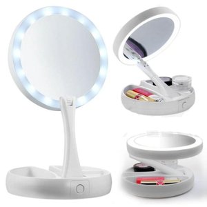 Espelho Led de Mesa com Aumento 10x Dobrável para Maquiagem
