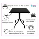 Ver imagem 3 de Jogo Mesa 70x70 Preta para Sorveterias e Restaurantes com 4 Cadeiras Iso Vermelha
