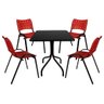 Jogo Mesa 70x70 Preta para Sorveterias e Restaurantes com 4 Cadeiras Iso Vermelha - 2