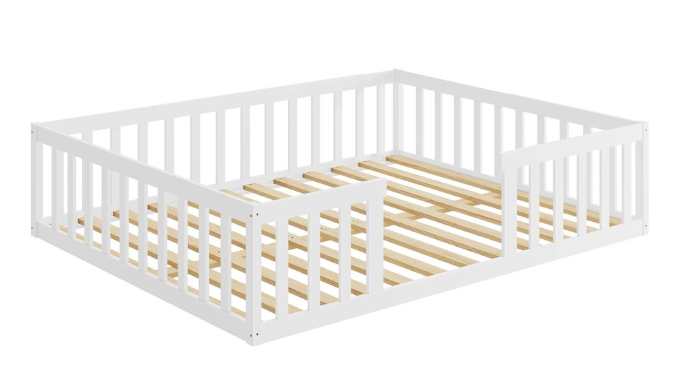 Cama Montessoriana Queen Nemargi Madeira Maciça com Grade Branco - 2