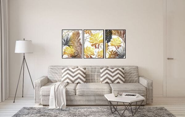 Quadros Decorativos Folhagens Douradas e Pretas - Preto - 40 x 60 - 1