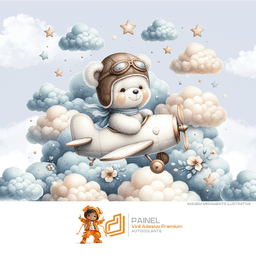 Cópia - Papel de Parede Painel Bebê Ursinho Aviador - 2