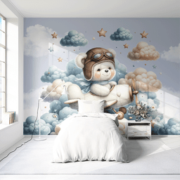 Cópia - Papel de Parede Painel Bebê Ursinho Aviador - 3