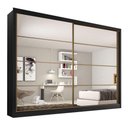 Ver imagem 1 de Guarda Roupa Sevilha 2 Portas Espelhadas 100% Mdf Mademarcs Preto-branco Acetinado