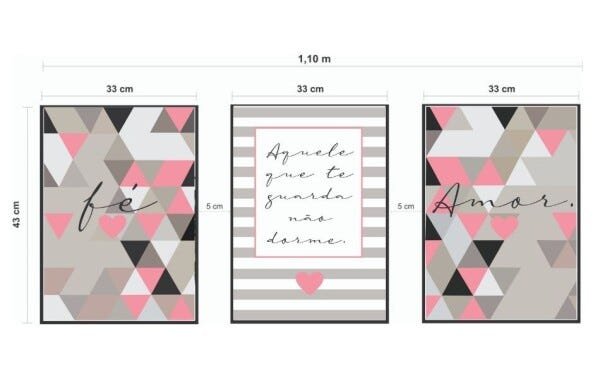 Quadros Decorativos Fé Amor Frase Guarda Abstrato Rosa - Branco - 30 x 40 - 2