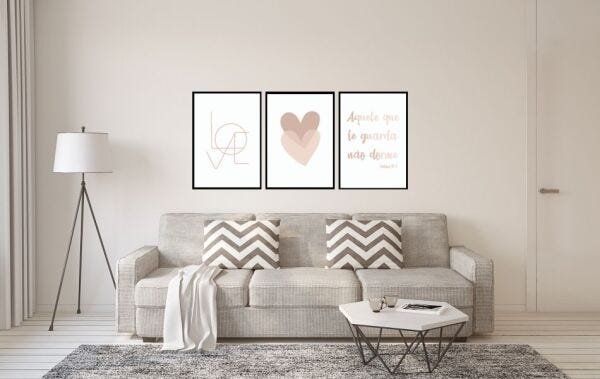 Quadros Decorativos Love Linhas Frase Guarda Coração Duplo Rose - Preto - 40 x 60 - 1