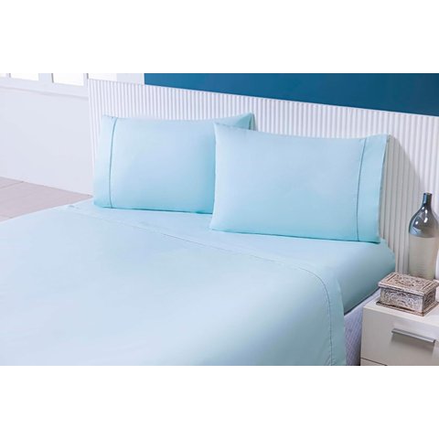 Lençol Solteiro 2peça C/elásti 200x100x25 100%alg Verde Água