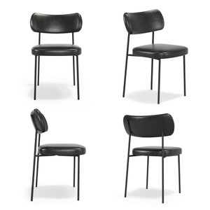 Kit 4 Cadeiras Fixa Stela Courino Preto Recepção - Vallisa Decor