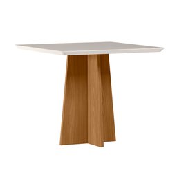 Mesa de Jantar para 4 Lugares 90cm Tampo Quadrado com Vidro Anitta Ypê/off White - New Ceval 23144/9 - 1