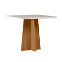 Ver imagem 1 de Mesa de Jantar para 4 Lugares 90cm Tampo Quadrado com Vidro Anitta Ypê/off White - New Ceval 23144/9