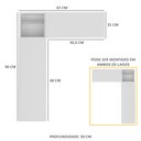 Ver imagem 3 de Armário de Banheiro para Vaso Sanitário com Suporte para Papel Higiênico e 2 Portas Multimóveis