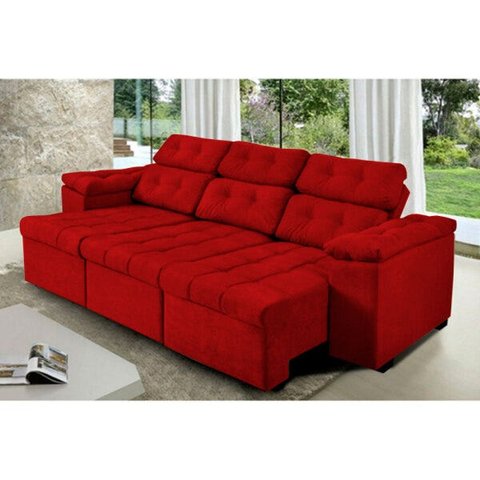 Sofá Retrátil e Reclinável Ítalo 225 Vermelho - WS Estofados