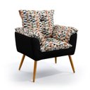 Ver imagem 2 de Kit 2 Poltronas Opala com Puff Solar Suede Estampado Laranja com Preto Aradecor