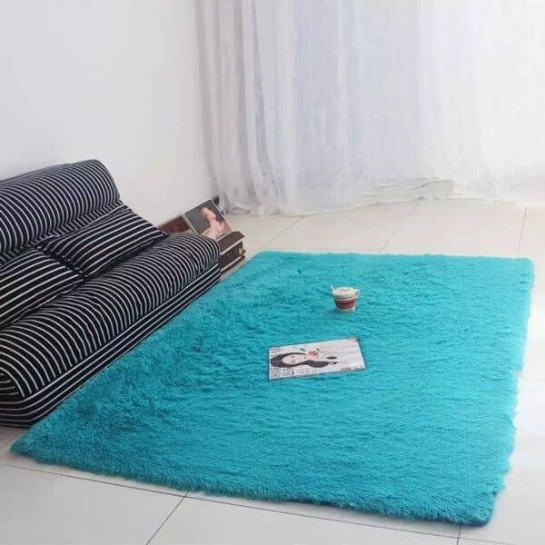 Tapete Sala Peludo 2,00 x 2,80 - Azul-Turquesa - 1