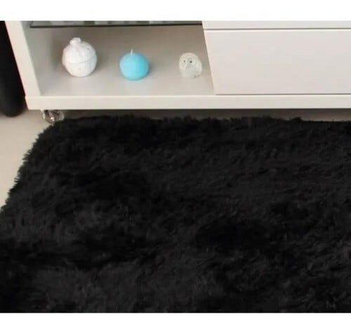 Tapete Sala Peludo 2,00 x 2,80 - Preto - Liso - 2